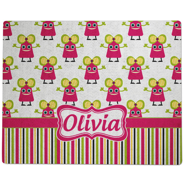 Pink Monsters & Stripes Dog Food Mat - Large without Bowls