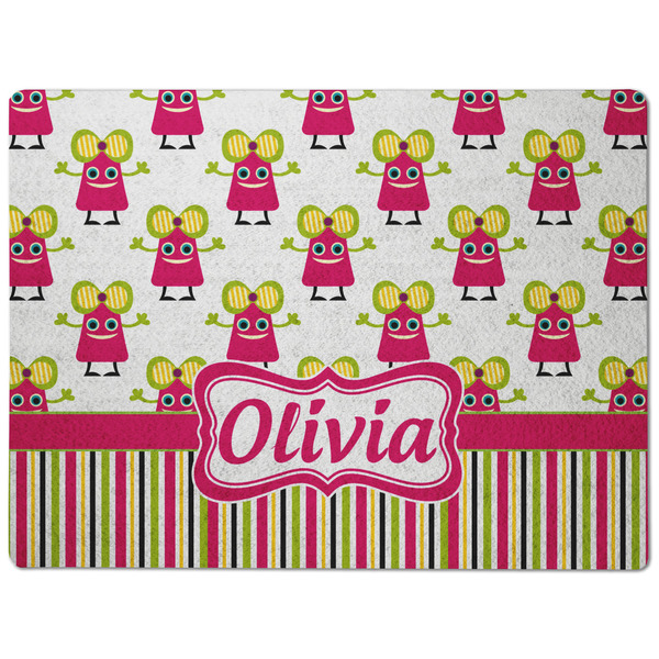 Pink Monsters & Stripes Dog Food Mat - Medium without bowls
