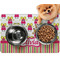 Pink Monsters & Stripes Dog Food Mat - Small w/ Name or Text