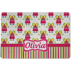 Pink Monsters & Stripes Dog Food Mat w/ Name or Text