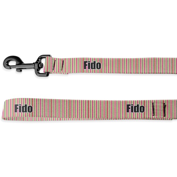 Custom Pink Monsters & Stripes Deluxe Dog Leash (Personalized)