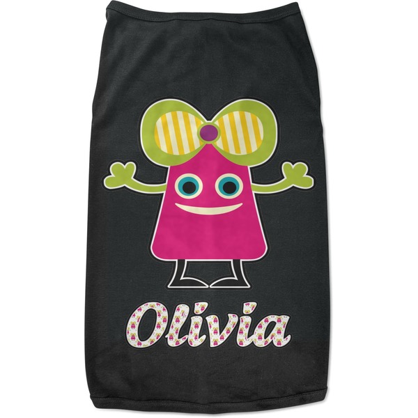 Custom Pink Monsters & Stripes Black Pet Shirt - M (Personalized)