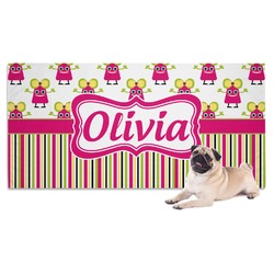 Pink Monsters & Stripes Dog Towel (Personalized)