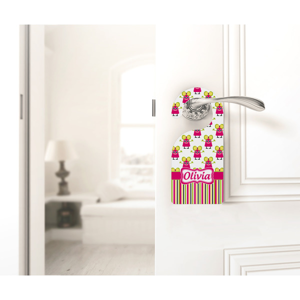 Pink Monsters & Stripes Door Hanger - LIFESTYLE