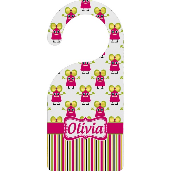 Custom Pink Monsters & Stripes Door Hanger (Personalized)