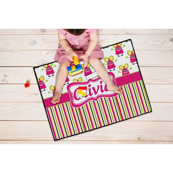 Pink Monsters & Stripes Door Mats - LIFESTYLE kid
