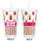 Pink Monsters & Stripes Double Wall Tumbler with Straw - Approval