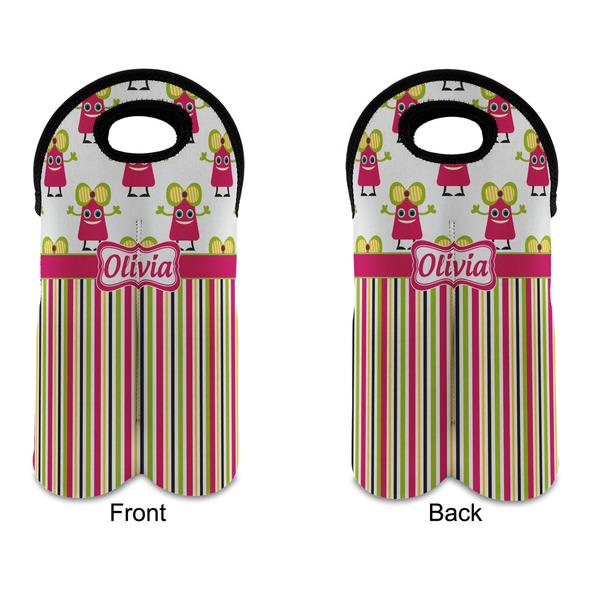 Pink Monsters & Stripes Double Wine Tote - APPROVAL (new)