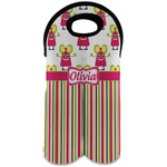 Pink Monsters & Stripes Wine Tote Bag (2 Bottles) (Personalized)