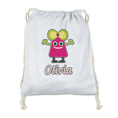 Pink Monsters & Stripes Drawstring Backpack - Sweatshirt Fleece (Personalized)