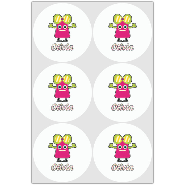 Pink Monsters & Stripes Drink Topper - Large - Set of 6
