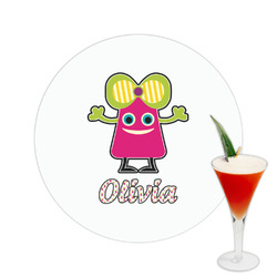 Pink Monsters & Stripes Printed Drink Topper -  2.5" (Personalized)
