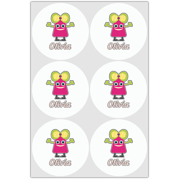 Pink Monsters & Stripes Drink Topper - XLarge - Set of 6