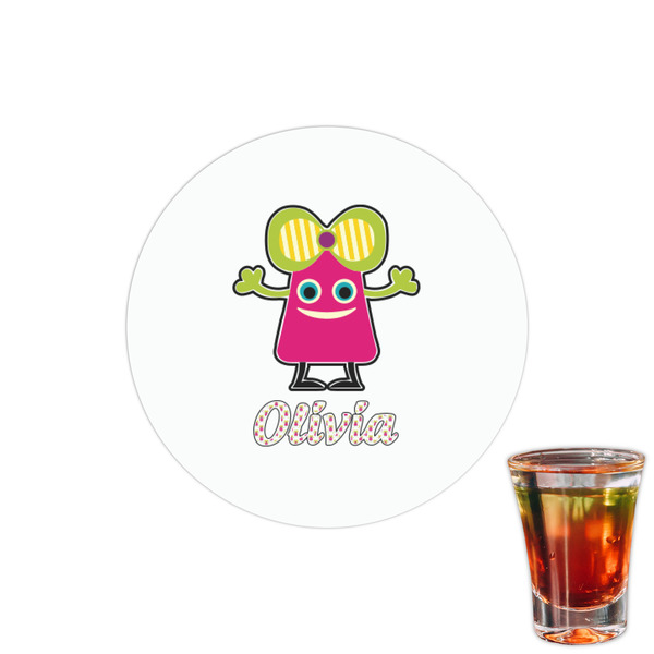 Custom Pink Monsters & Stripes Printed Drink Topper - 1.5" (Personalized)