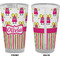 Pink Monsters & Stripes Pint Glass - Full Color - Front & Back Views