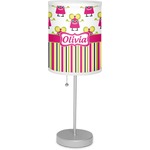 Pink Monsters & Stripes 7" Drum Lamp with Shade (Personalized)
