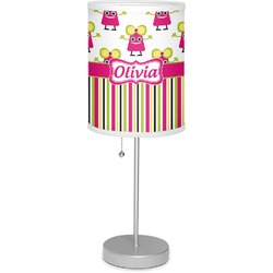 Pink Monsters & Stripes Lamp with Drum Shade (Personalized)