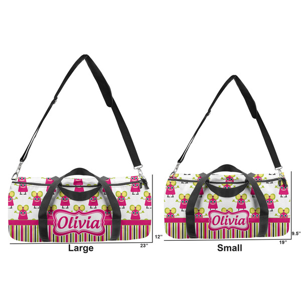 Pink Monsters & Stripes Duffle Bag Small and Large