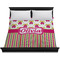 Pink Monsters & Stripes Duvet Cover - King - On Bed - No Prop