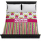 Pink Monsters & Stripes Duvet Cover - Queen - On Bed - No Prop