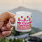 Pink Monsters & Stripes Espresso Cup - 3oz LIFESTYLE (new hand)