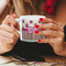 Pink Monsters & Stripes Espresso Cup - 6oz (Double Shot) LIFESTYLE (Woman hands cropped)