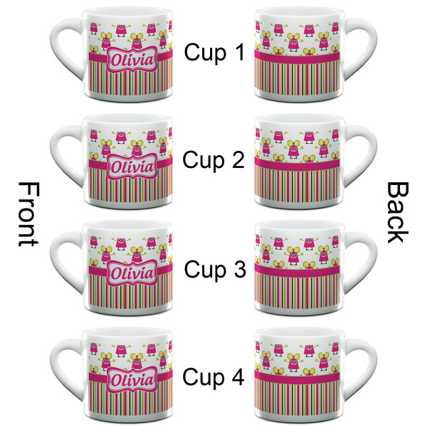 Pink Monsters & Stripes Espresso Cup - 6oz (Double Shot Set of 4) APPROVAL