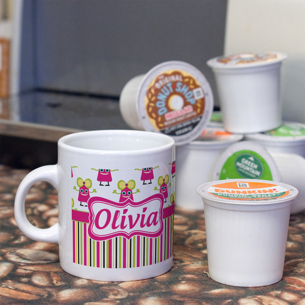Pink Monsters & Stripes Espresso Cup - Single Lifestyle