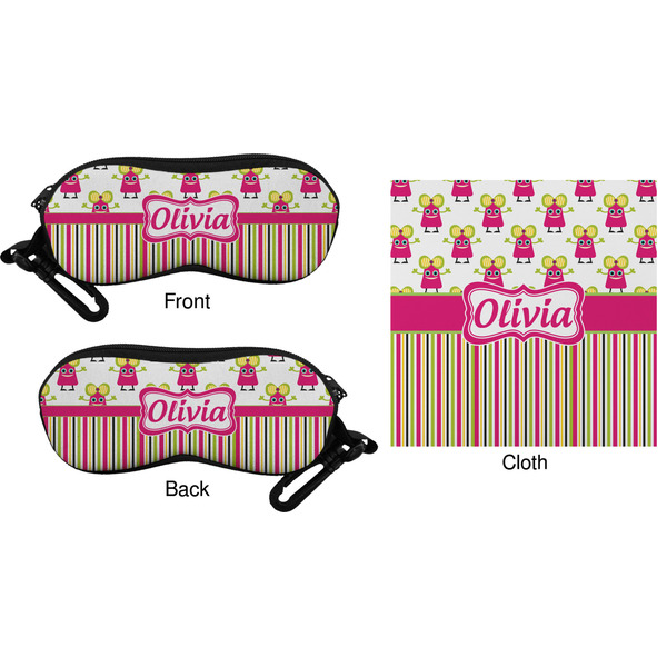 Pink Monsters & Stripes Eyeglass Case & Cloth (Approval)
