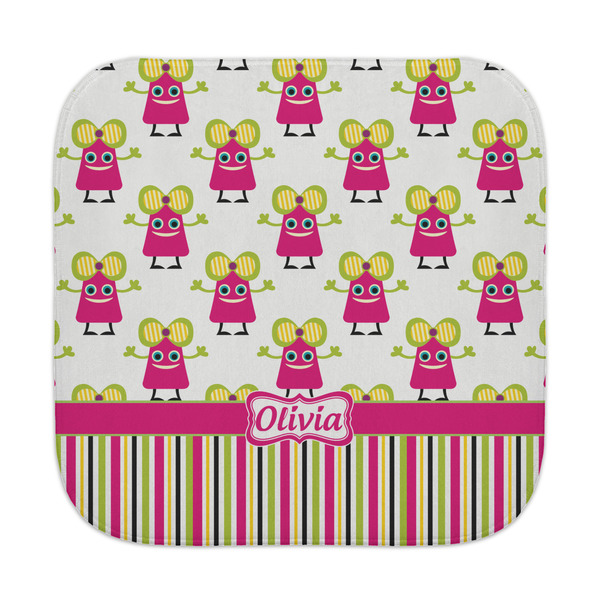 Custom Pink Monsters & Stripes Face Towel (Personalized)