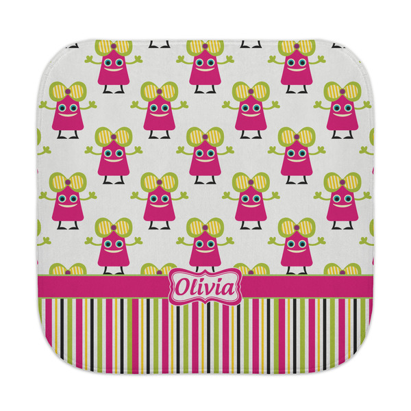 Custom Pink Monsters & Stripes Face Towel (Personalized)