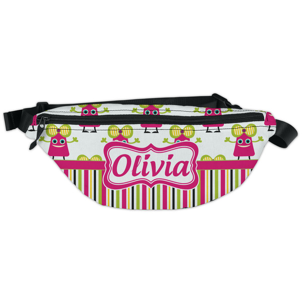 Custom Pink Monsters & Stripes Fanny Pack - Classic Style (Personalized)