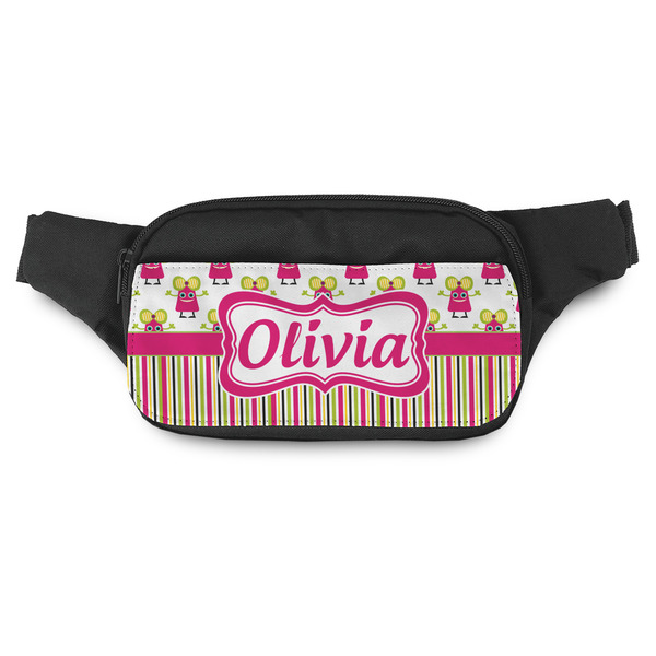 Custom Pink Monsters & Stripes Fanny Pack - Modern Style (Personalized)