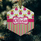 Pink Monsters & Stripes Frosted Glass Ornament - Hexagon (Lifestyle)