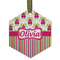 Pink Monsters & Stripes Frosted Glass Ornament - Hexagon