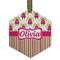 Pink Monsters & Stripes Flat Glass Ornament - Hexagon w/ Name or Text