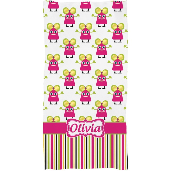 Pink Monsters & Stripes Full Sized Bath Towel - Apvl
