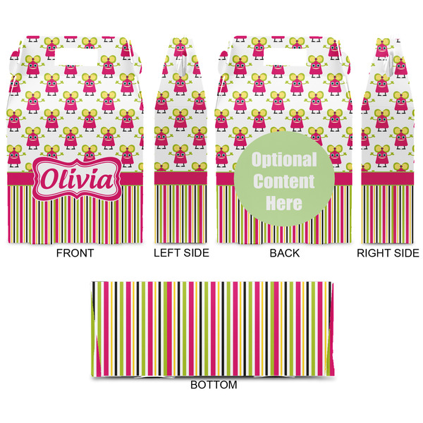 Pink Monsters & Stripes Gable Favor Box - Approval