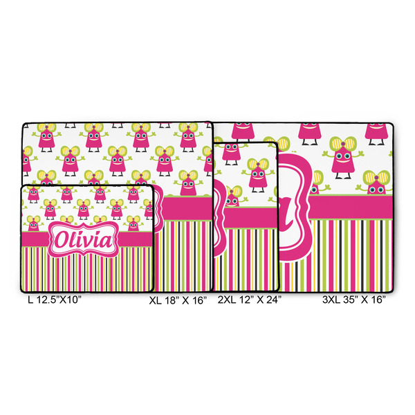 Pink Monsters & Stripes Gaming Mats - SIZE CHART
