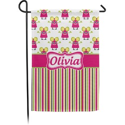 Pink Monsters & Stripes Small Garden Flag - Double Sided w/ Name or Text