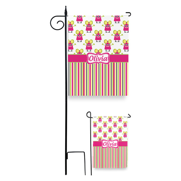 Pink Monsters & Stripes Garden Flag - PARENT/MAIN