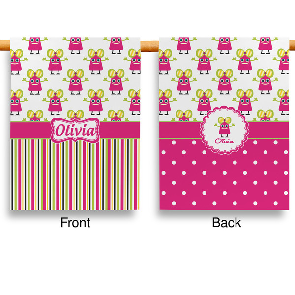 Pink Monsters & Stripes Garden Flags - Large - Double Sided - APPROVAL