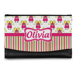 Pink Monsters & Stripes Genuine Leather Women's Wallet - Small (Personalized)