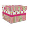 Pink Monsters & Stripes Gift Boxes with Lid - Canvas Wrapped - Large - Front/Main