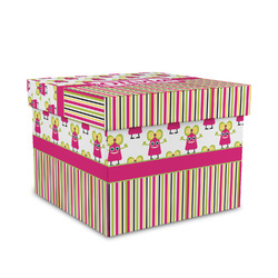 Pink Monsters & Stripes Gift Box with Lid - Canvas Wrapped - Medium (Personalized)