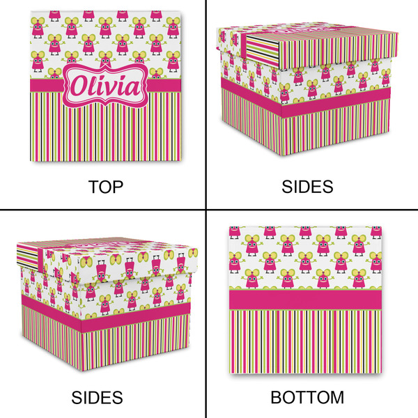 Pink Monsters & Stripes Gift Boxes with Lid - Canvas Wrapped - X-Large - Approval