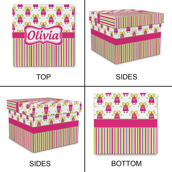 Pink Monsters & Stripes Gift Boxes with Lid - Canvas Wrapped - XX-Large - Approval