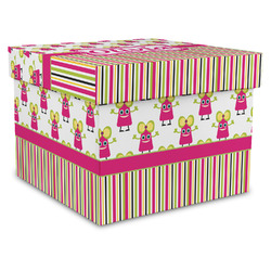 Pink Monsters & Stripes Gift Box with Lid - Canvas Wrapped - XX-Large (Personalized)
