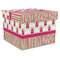 Pink Monsters & Stripes Gift Box with Lid - Canvas Wrapped - XX-Large (Personalized)