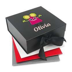 Pink Monsters & Stripes Gift Box with Magnetic Lid (Personalized)